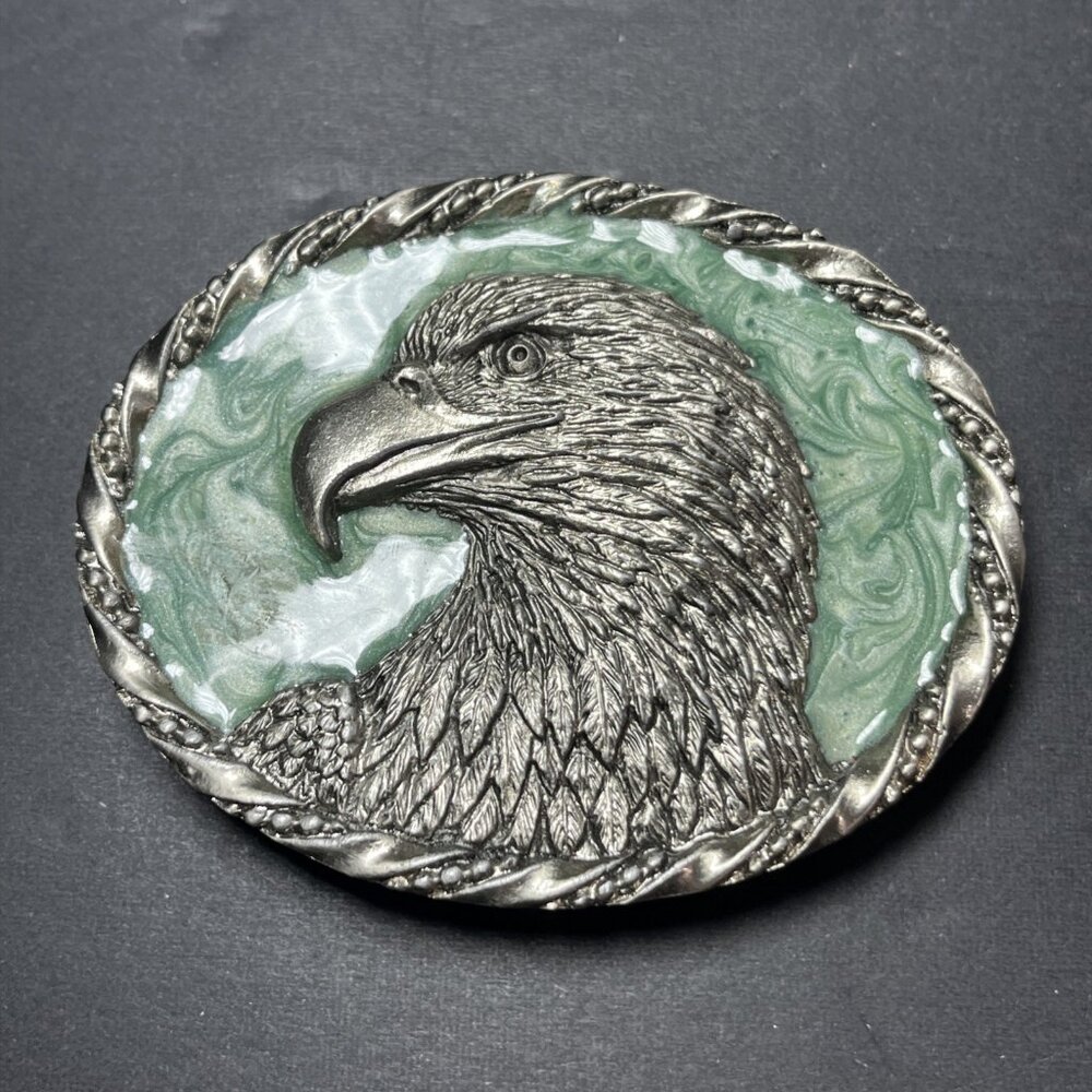 Vintage 1995 Katz Belt Buckle Bald Eagle E-5 Metal Epoxy/Enamel READ BELOW USA